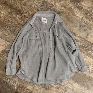 Aerie Gray Lumberjane Waffle Button Up Shirt